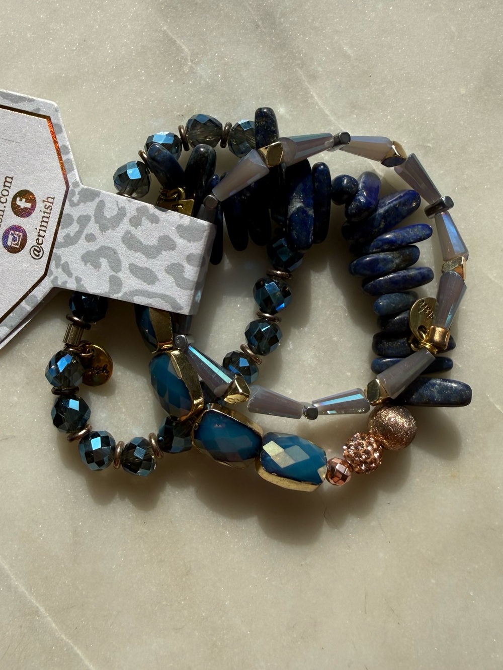 Erimish Blue with Rose Gold Starter Stack NWT
